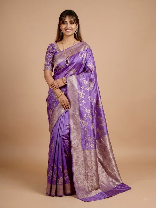 Panchami-Pure Tussar Silk Jamdani Jari Buta Saree(Silkmark certified)