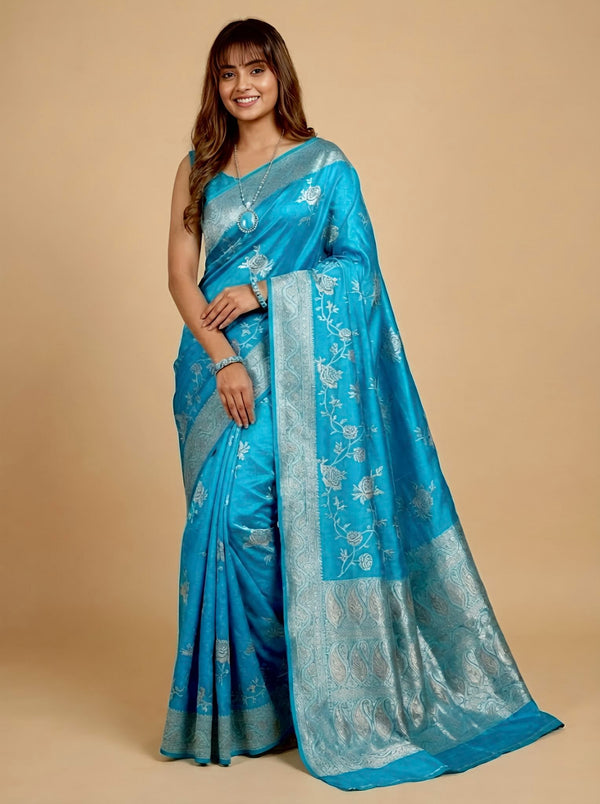 Guna-Pure Tussar Silk Jamdani Jari Buta Saree(Silkmark certified)