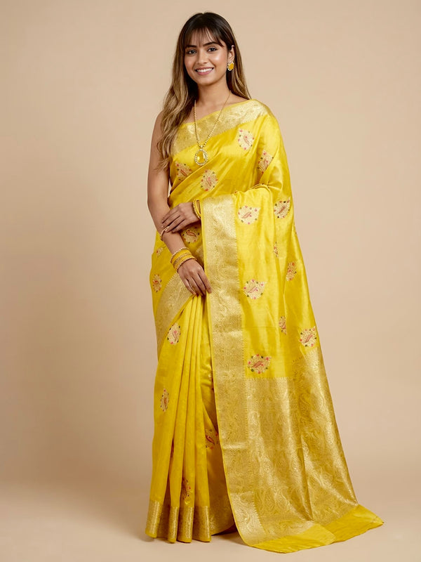 Jessy-Pure Tussar Silk Jamdani Jari Buta Saree(Silkmark certified)