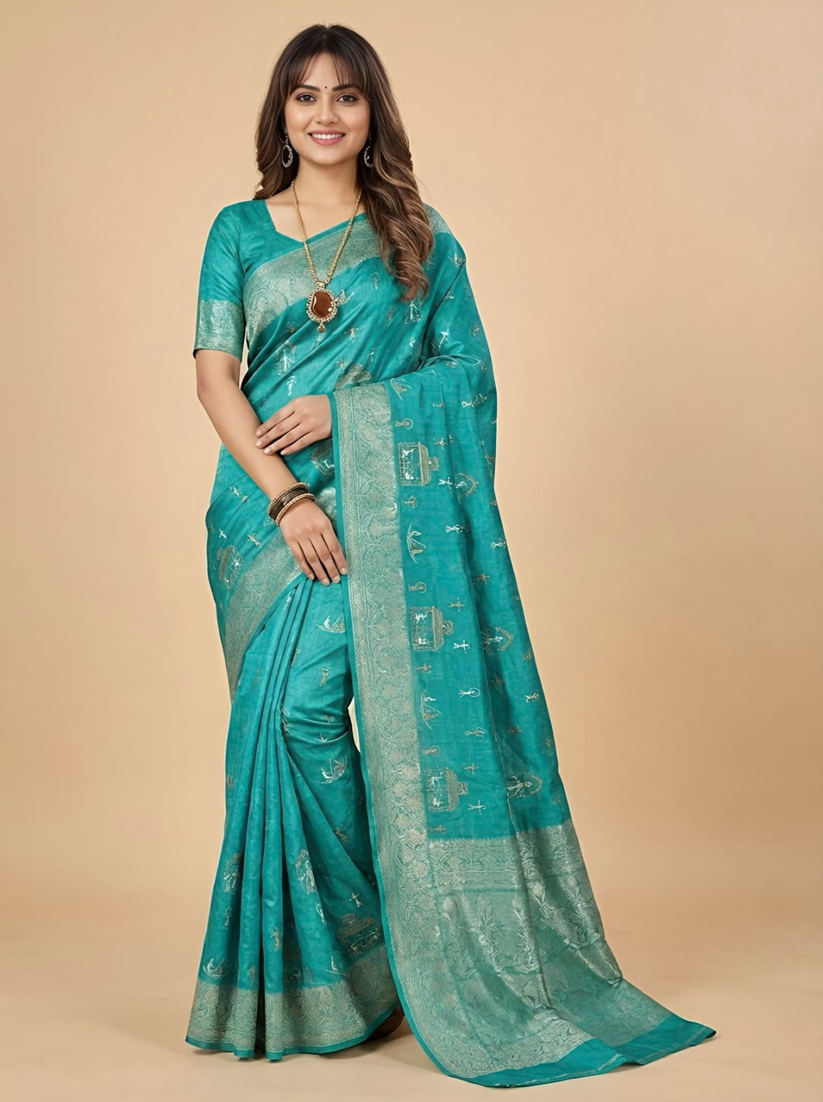 Shobi -Pure Tussar Silk Jamdani Jari Buta Saree (Silkmark certified)