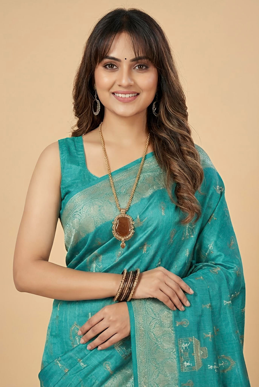 Shobi -Pure Tussar Silk Jamdani Jari Buta Saree (Silkmark certified)