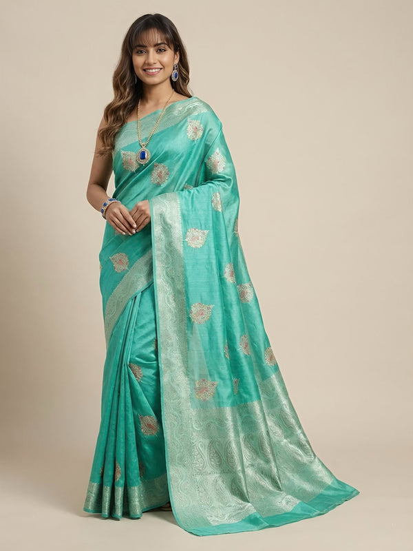 Udhaya-Pure Tussar Silk Jamdani Jari Buta Saree(Silkmark certified)