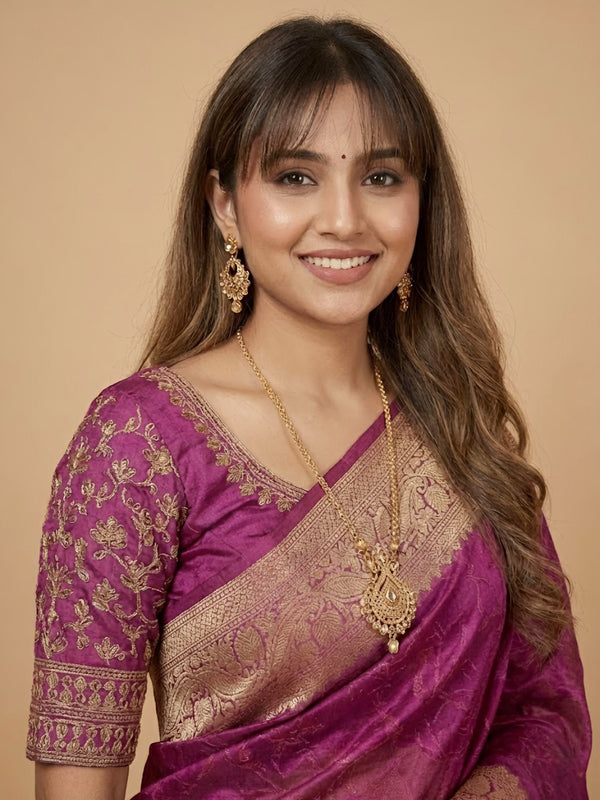 Kilimanjaro-Pure Tussar Silk Jamdani Jari Buta Saree(Silkmark certified)