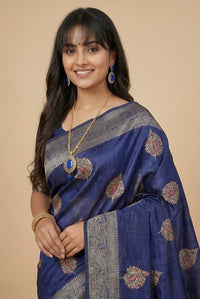 Saaras-Pure Tussar Silk Jamdani Jari Buta Saree(Silkmark certified)