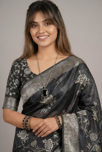 Kalaimagal-Pure Tussar Silk Jamdani Jari Buta Saree(Silkmark certified)