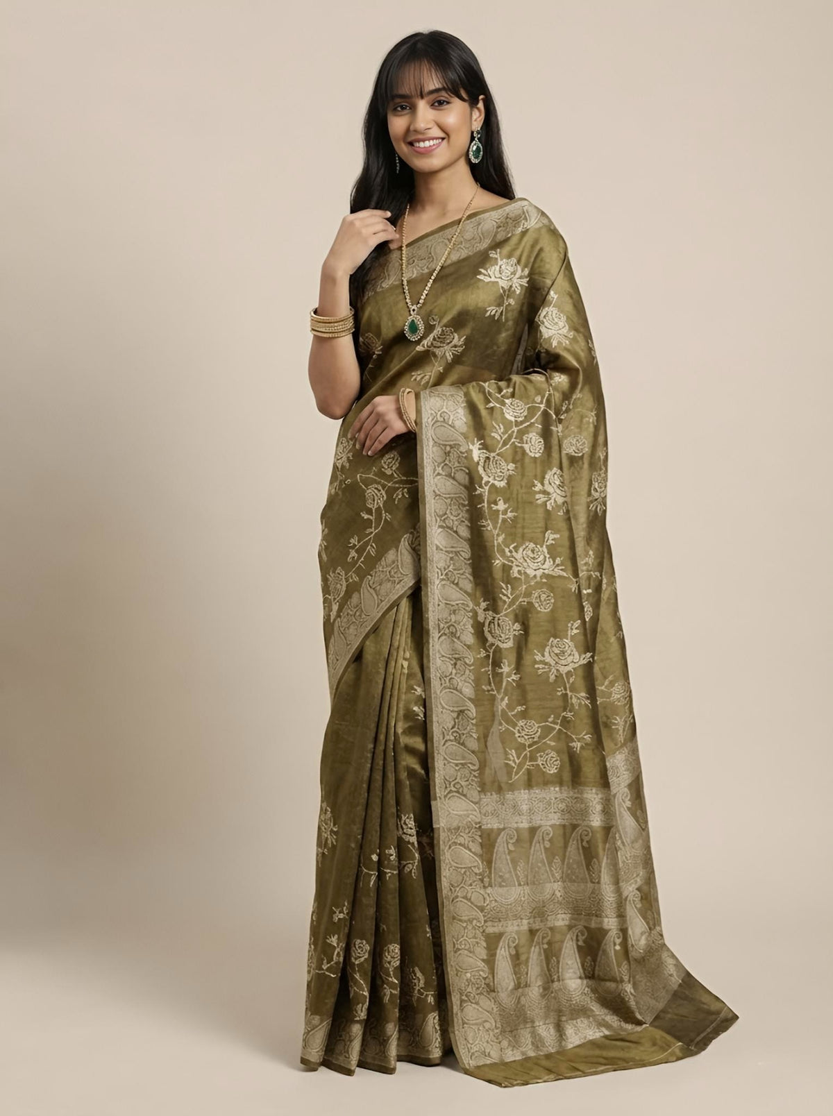 Mardhini – Pure Tussar Silk Jamdani Jari Buta Saree(Silkmark certified)
