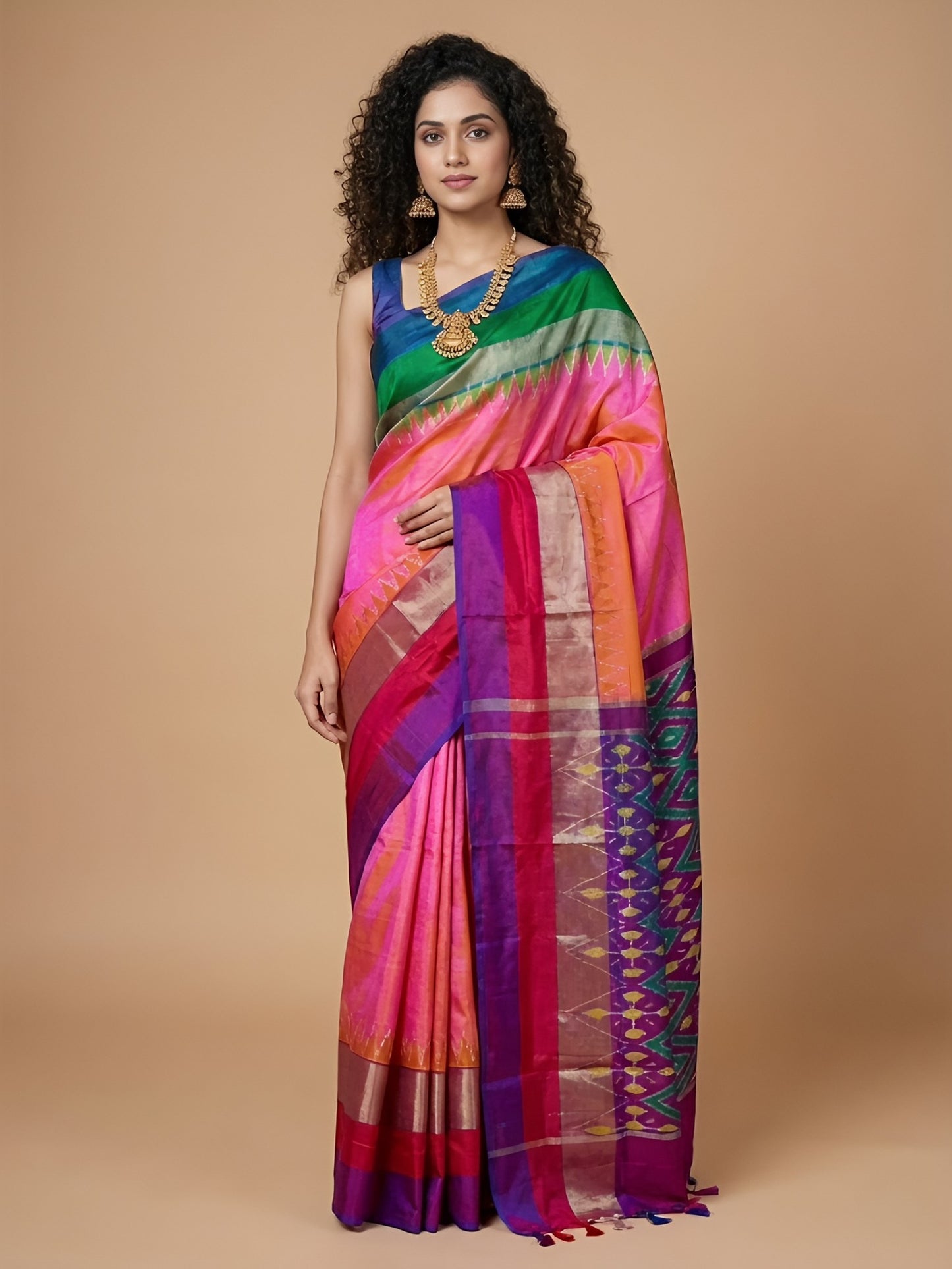 Noorjahan – Pochampally Double Ikkat Pure Silk Saree (Silk Mark Certified)
