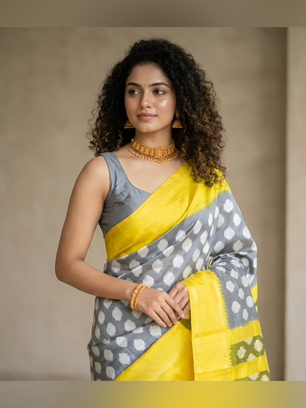 Nivedita -Pochampally Double Ikkat Pure Silk Saree (Silk Mark Certified)