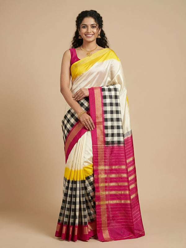 Neela — Pochampally Double Ikkat Silk Saree(Silk mark certified)