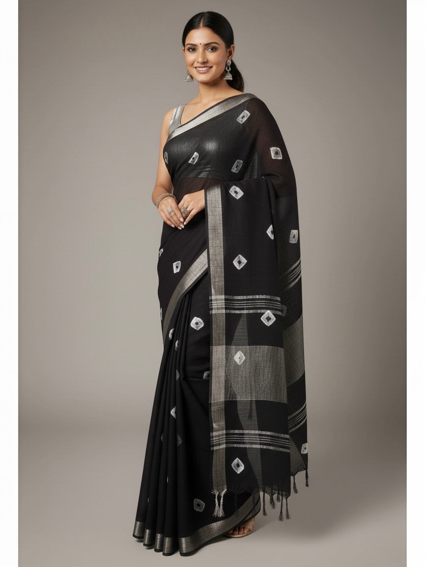 Nila Semi Linen Shibori Saree - Thugil