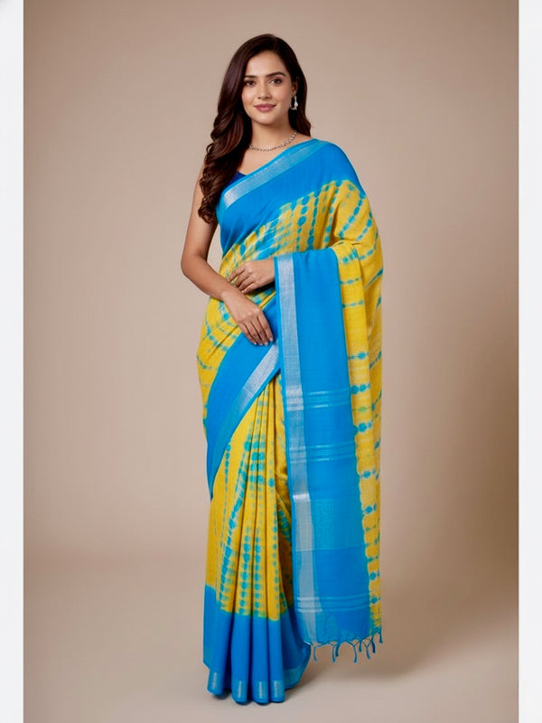 Roja Semi Linen Shibori Saree - Thugil