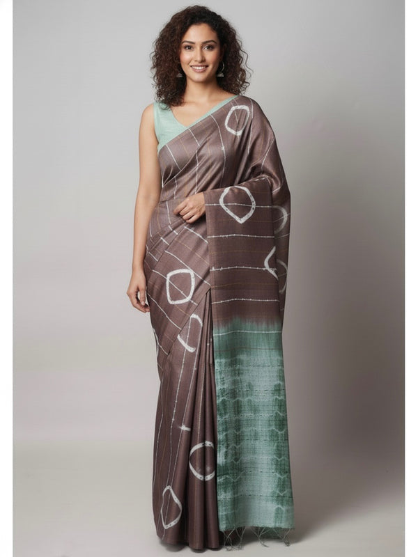 Ramba Semi Linen Shibori Saree - Thugil