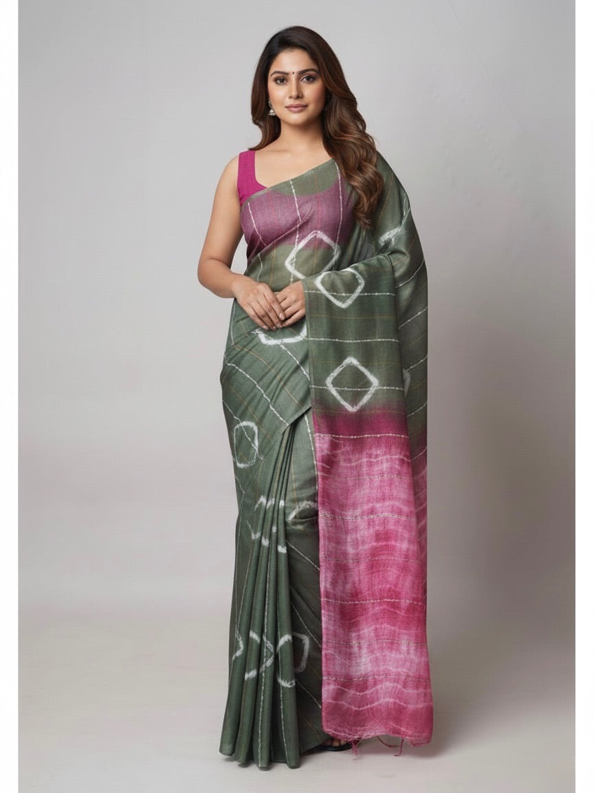 Rekha Semi Linen Shibori Saree - Thugil
