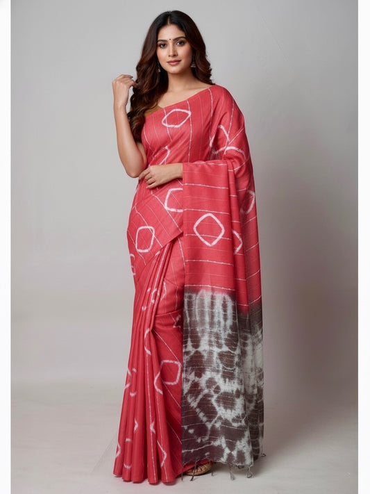 Renuka Semi Linen Shibori Saree