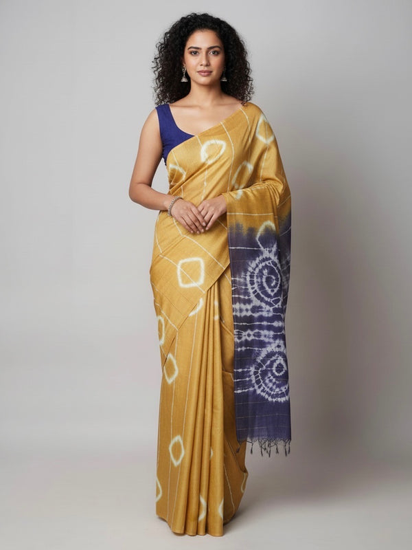Shruti Semi Linen Shibori Saree - Thugil