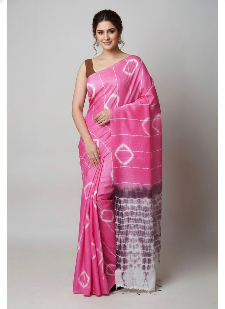 Seema Semi Linen Shibori Saree - Thugil