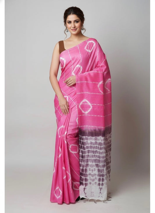 Seema Semi Linen Shibori Saree