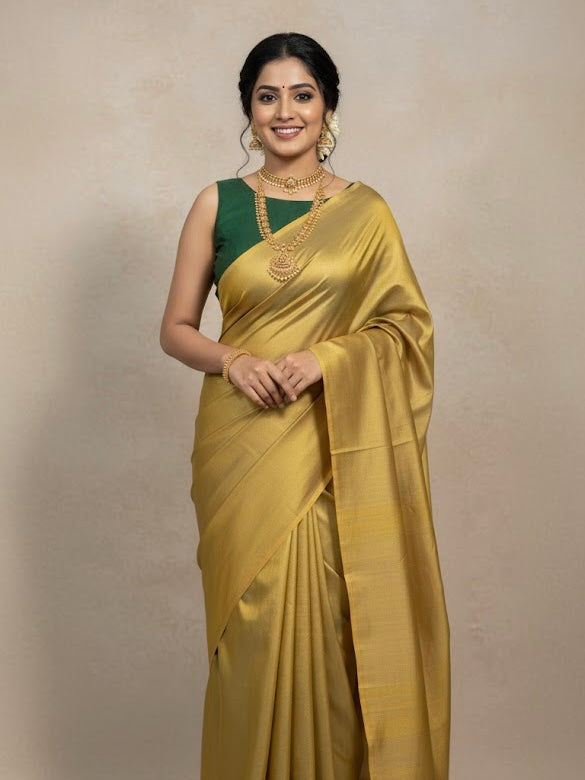 Kathrina – Golden Grace Katan Silk Saree - Thugil