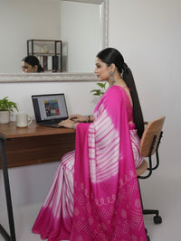 Manjula – Pink Radiance Modal Silk Tie & Dye Saree - Thugil