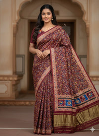 Manohari – Pure Modal Silk Digital Print Saree with Tissue Pallu - Thugil