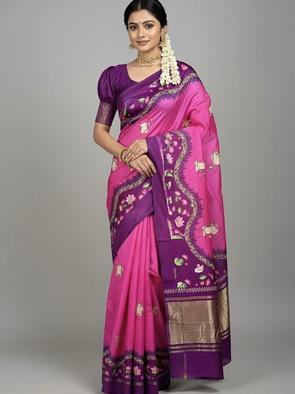 Madhu – Pure Modal Silk Saree with Tissue Pallu - Thugil