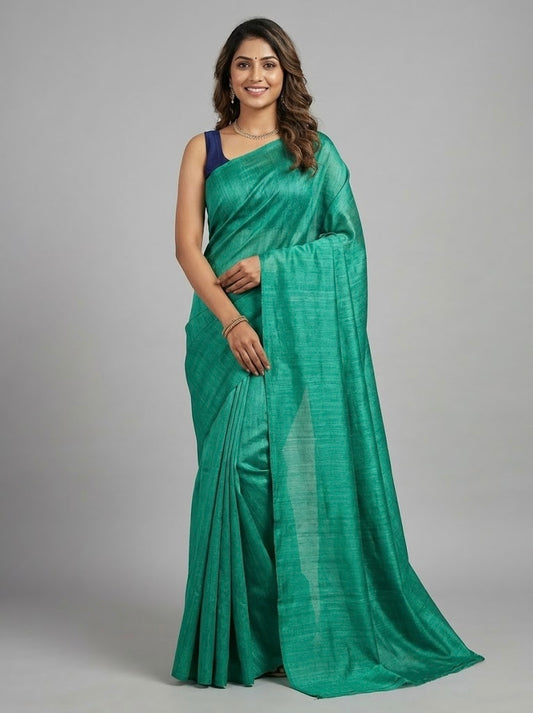 Yazhini – Pure Plain Tussar Ghicha Silk Saree (Silkmark Certified)