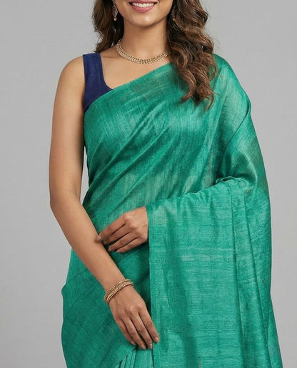 Yazhini – Pure Plain Tussar Ghicha Silk Saree (Silkmark Certified)