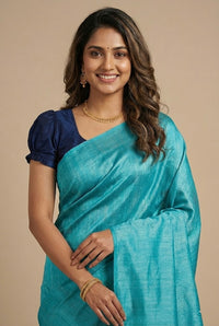 Yamuna– Pure Plain Tussar Ghicha Silk Saree (Silkmark Certified)