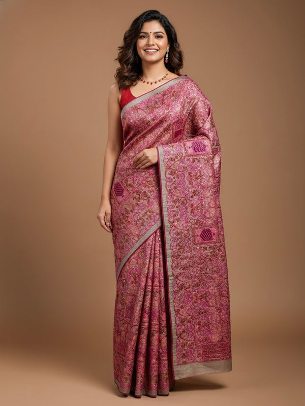 Vidatri-Semi Tussar Chikankari Cutwork Saree