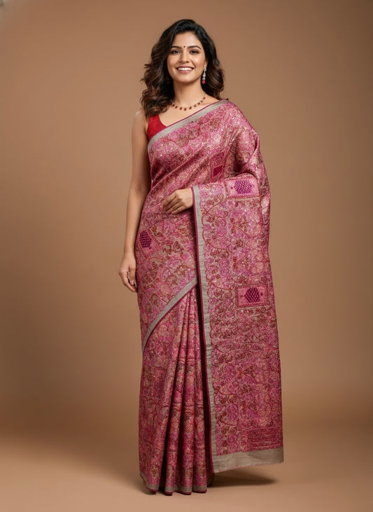 Vidatri-Semi Tussar Chikankari Cutwork Saree