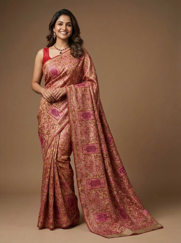 Yamika-Semi Tussar Chikankari Cutwork Saree