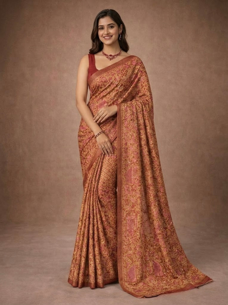 Saundra-Semi Tussar Chikankari Cutwork Saree