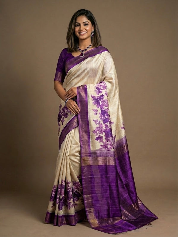 Vihana-Pure Tussar Ghicha Silk Saree(Silkmark certified)