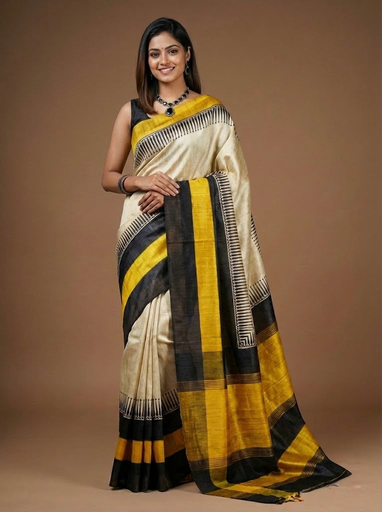 Humma– Pure Tussar Ghicha Silk Saree(Silkmark certified)