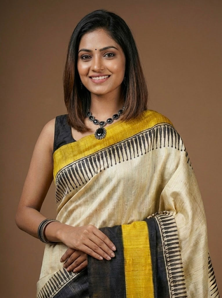 Humma– Pure Tussar Ghicha Silk Saree(Silkmark certified)