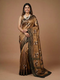 Vairam-Pure Tussar Ghicha Silk Saree(Silkmark certified)