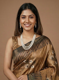 Vairam-Pure Tussar Ghicha Silk Saree(Silkmark certified)