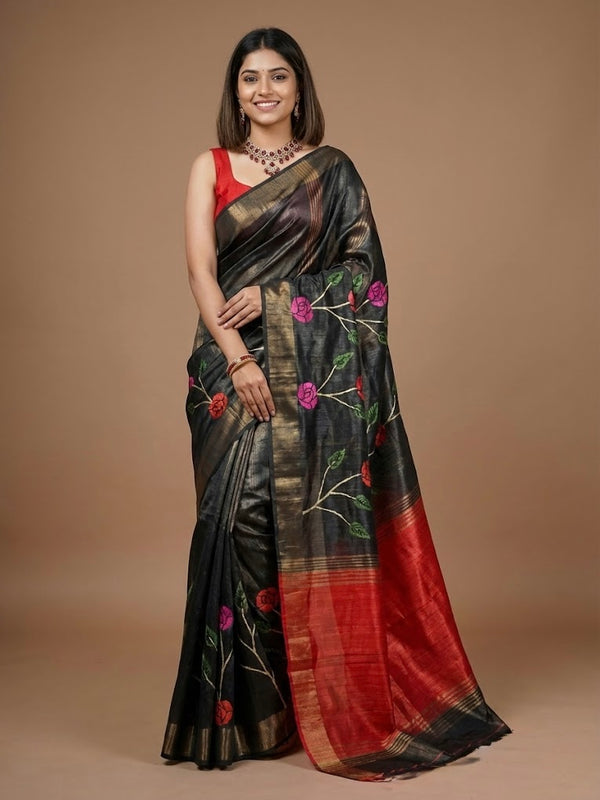 Fernanda-Pure Tussar Ghicha Silk Saree(Silkmark certified)