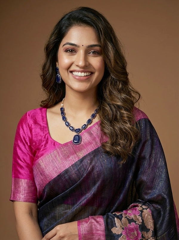 Muthu-Pure Tussar Ghicha Silk Saree(Silkmark certified)