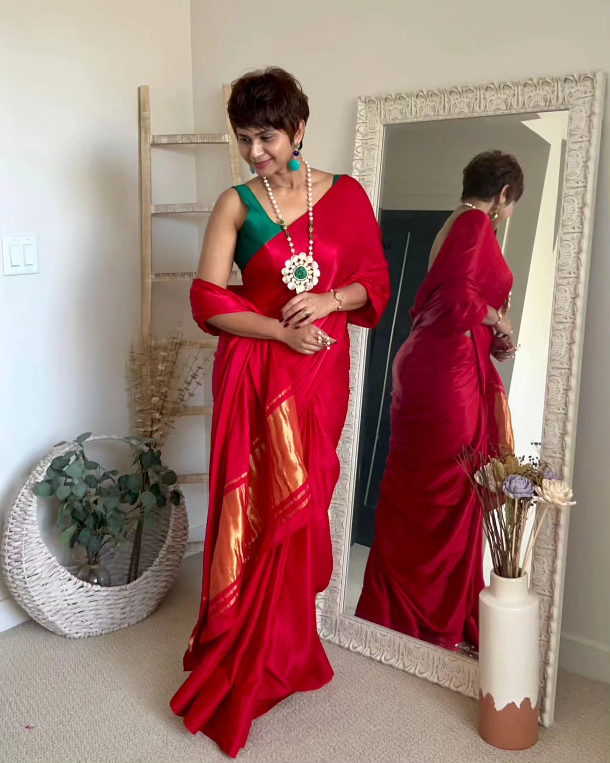 Tina’s Plain Modal Silk Saree with Tissue Pallu – Elegant & Effortless - Thugil