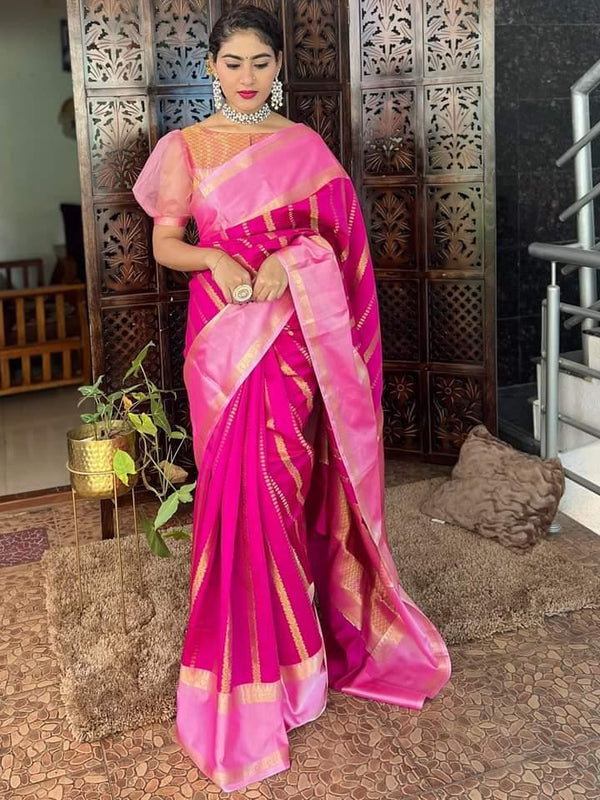 Kathan Silk Retta Petta Border Saree - Thugil