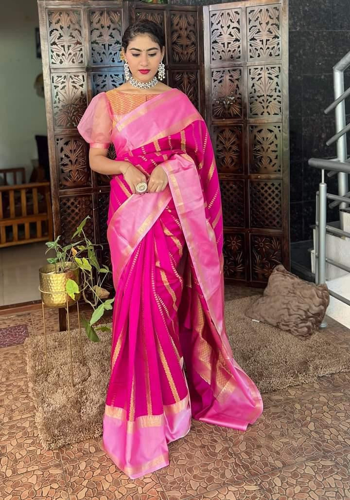 Kathan Silk Retta Petta Border Saree - Thugil