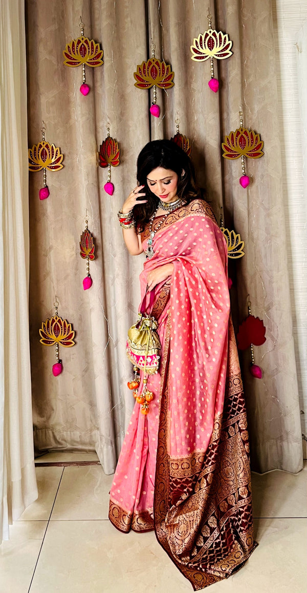 Nilani – Semi Georgette Butta Design Saree with Blouse Piece - Thugil