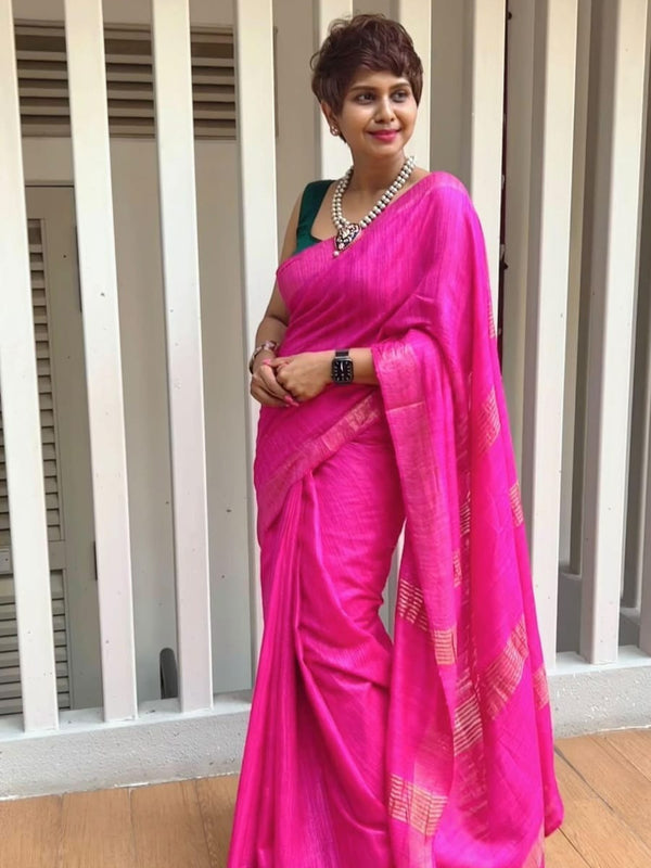 Tina's Plain Tussar Silk Saree - Thugil