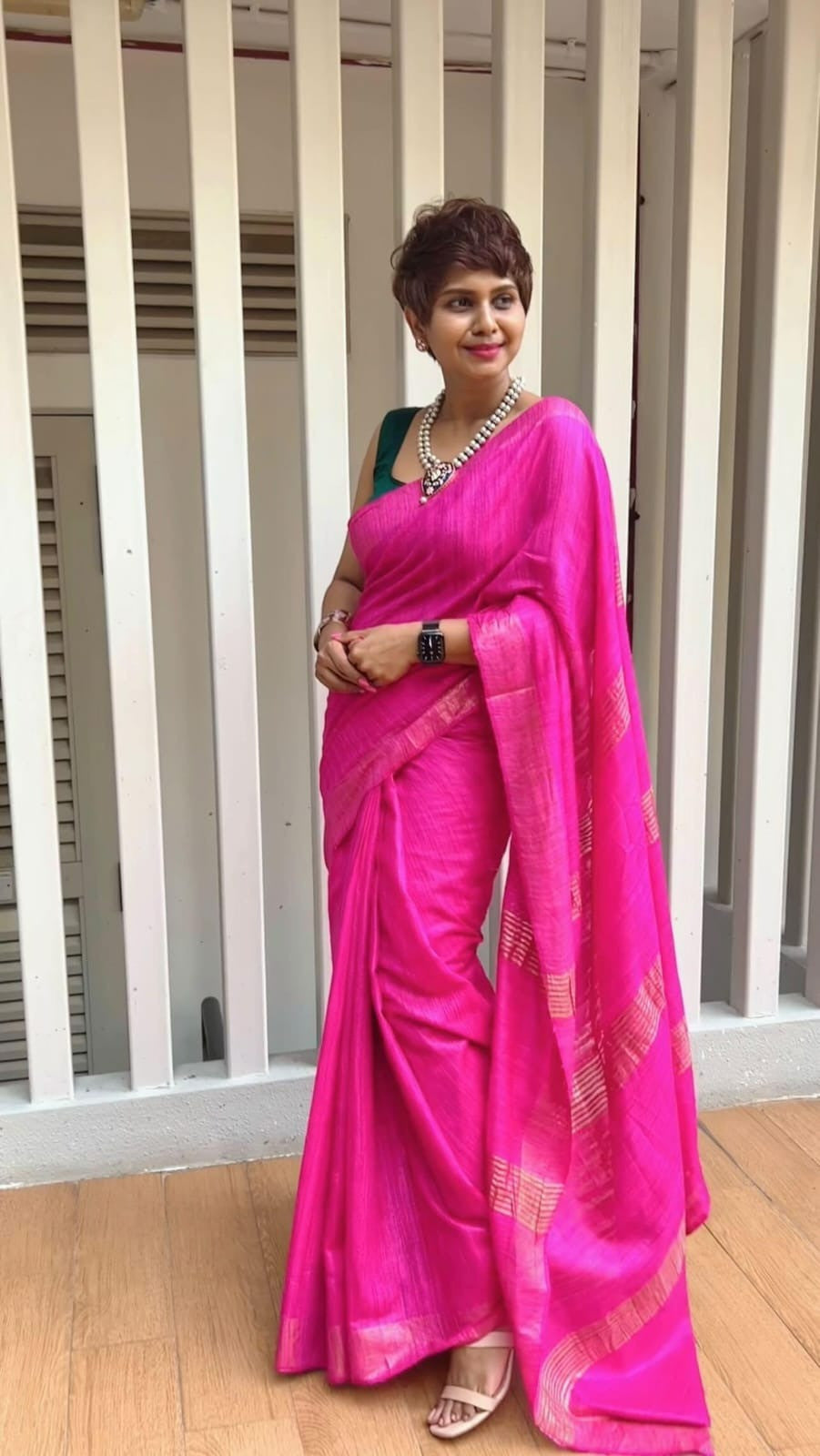 Tina's Plain Tussar Silk Saree - Thugil