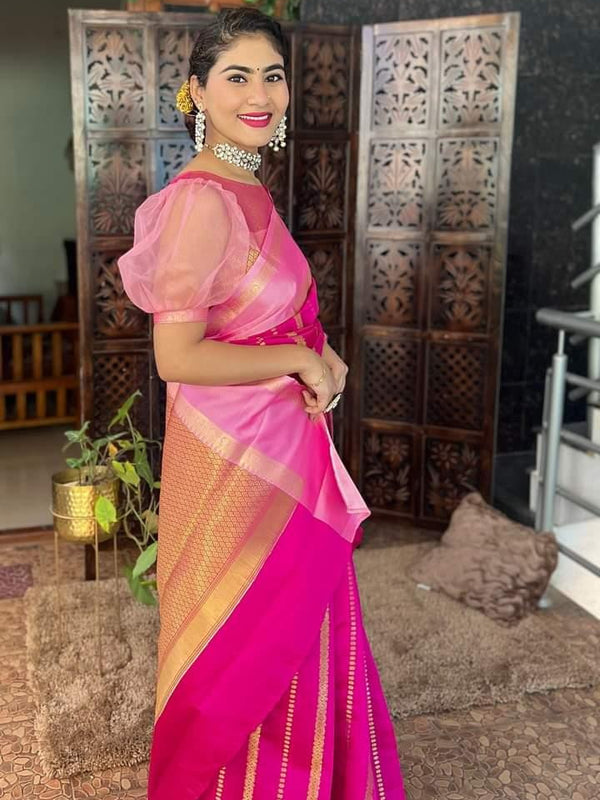 Kathan Silk Retta Petta Border Saree - Thugil