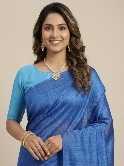 Vaanadhi -Pure Plain Tussar Ghicha Silk Saree (Silkmark Certified)