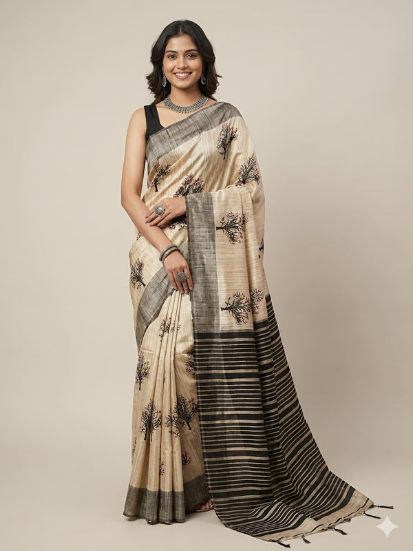 Aisha– Pure Tussar Ghicha Silk Saree (Silk Mark Certified)