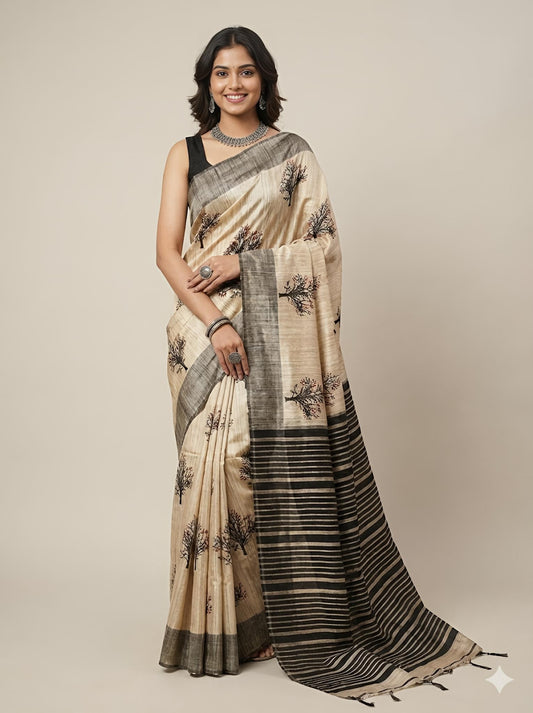 Aisha– Pure Tussar Ghicha Silk Saree (Silk Mark Certified)