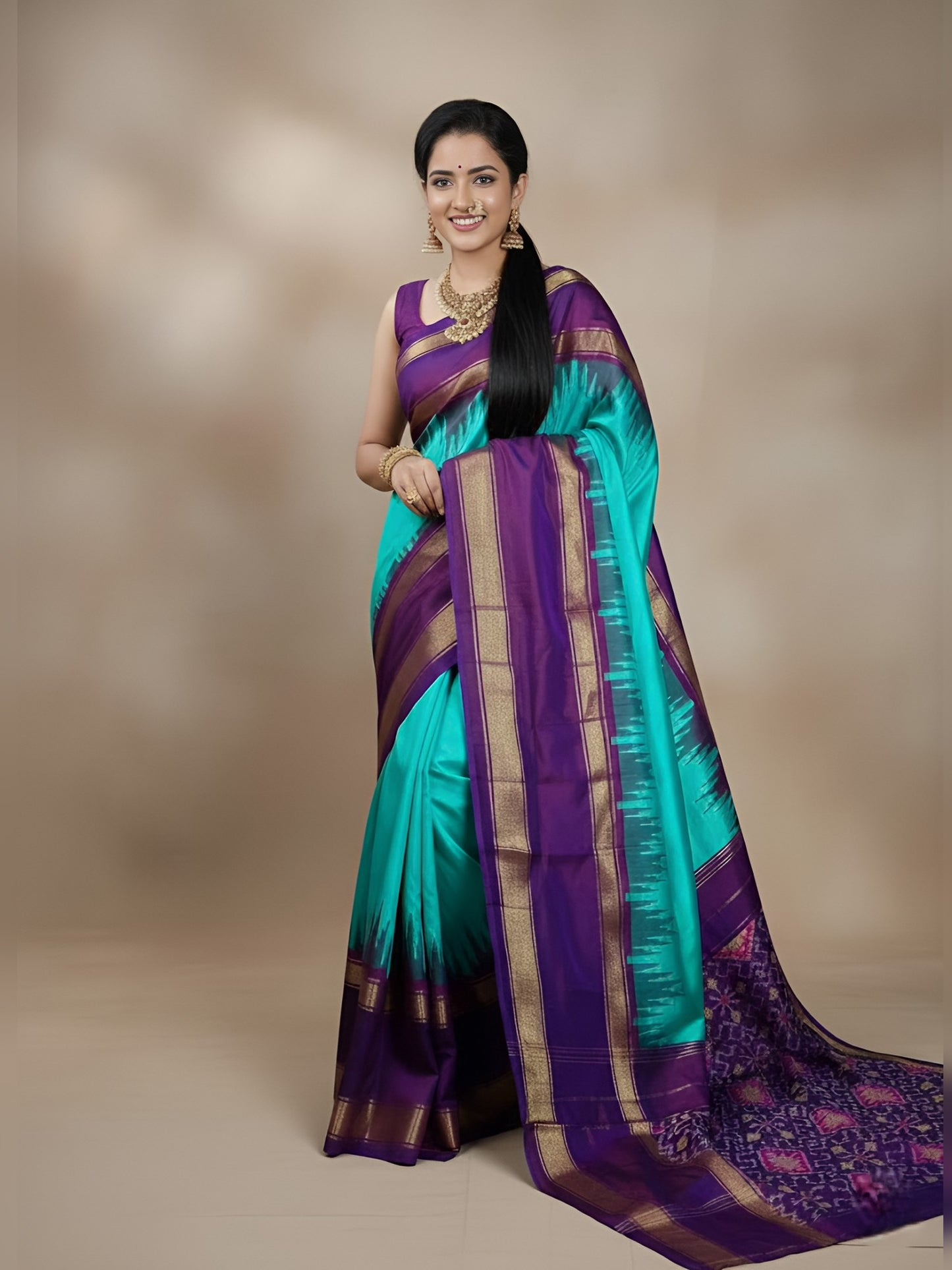 Nikila – Pochampally Double Ikkat Pure Silk Saree (Silk Mark Certified)